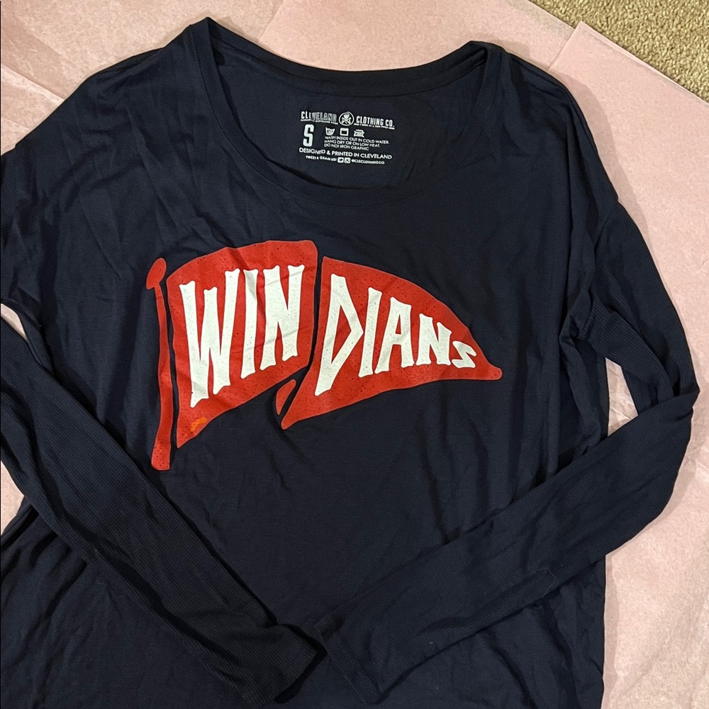 Cleveland Indians Women's Navy Long Sleeve Jersey